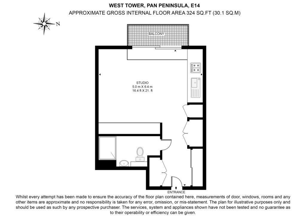 Floorplan for West Tower, Pan Peninsula studio